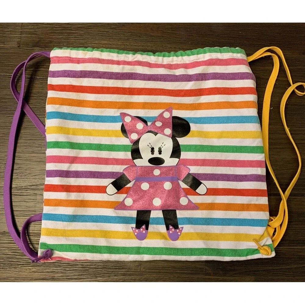 Little Miss Matched Disney Minnie Mouse Backpack Bag Drawstring Closure Cinch